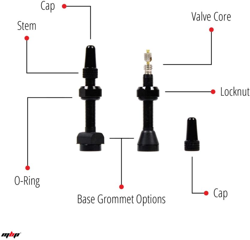 MBP Alloy Tubeless 40mm Bicycle Presta Valve Stems