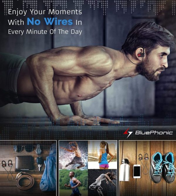 Bluephonic Sports Workout Wireless Headphones Sports