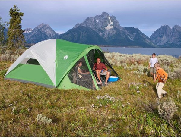 Coleman Dome Tent with Screen Room outside jungle