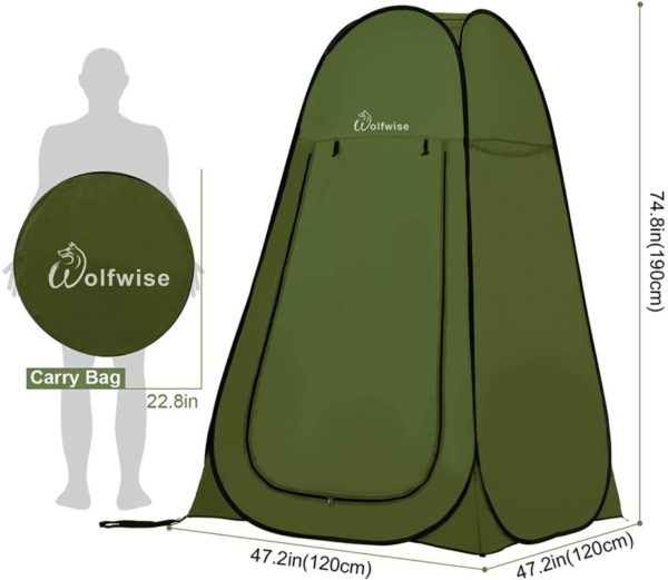 WolfWise Pop-up Shower Tent size