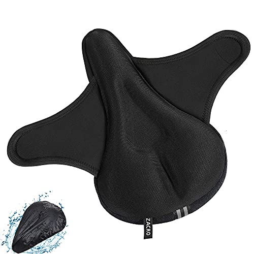 Zacro Gel Bike Seat Cover Extra Soft Gel Bicycle Seat With Cross Straps And Reflecting Strip